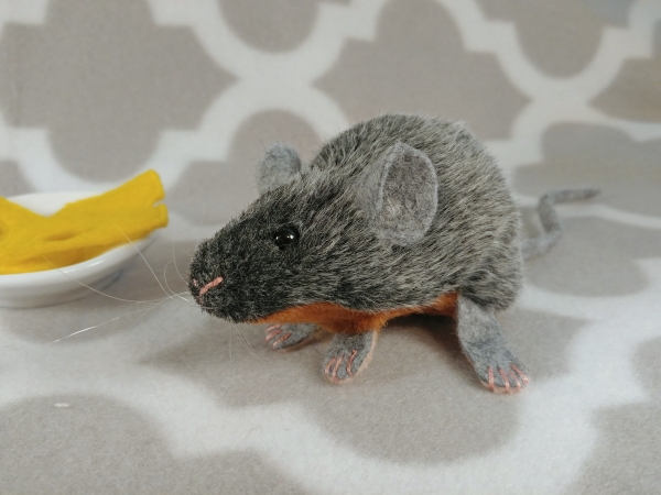 Agouti Grey Mouse Plushie with Tan Belly