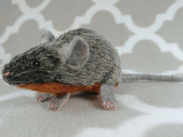 Agouti Grey Mouse Plushie with Tan Belly