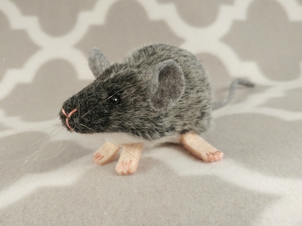 Agouti Grey Mouse Plushie with White Belly