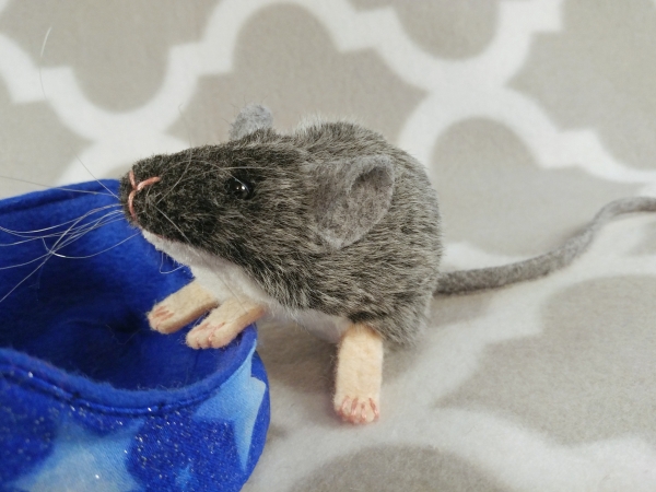 Agouti Grey Mouse Plushie with White Belly