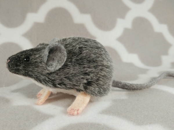 Agouti Grey Mouse Plushie with White Belly