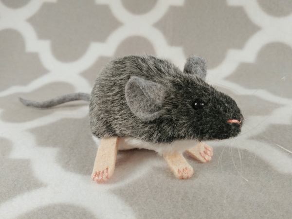 Agouti Grey Mouse Plushie with White Belly