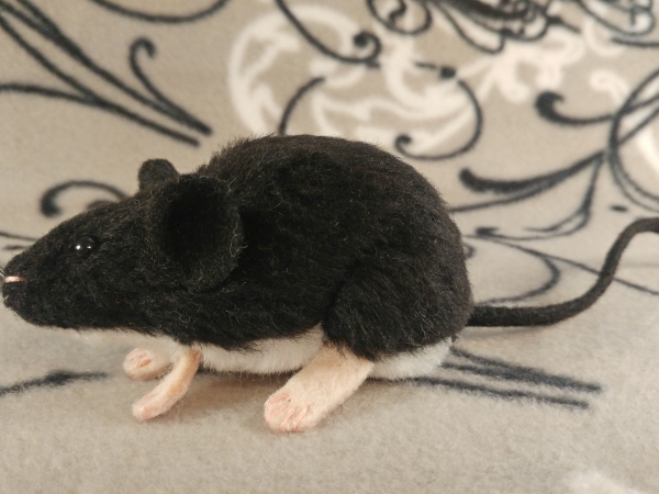 Black Mouse Plushie with White Belly