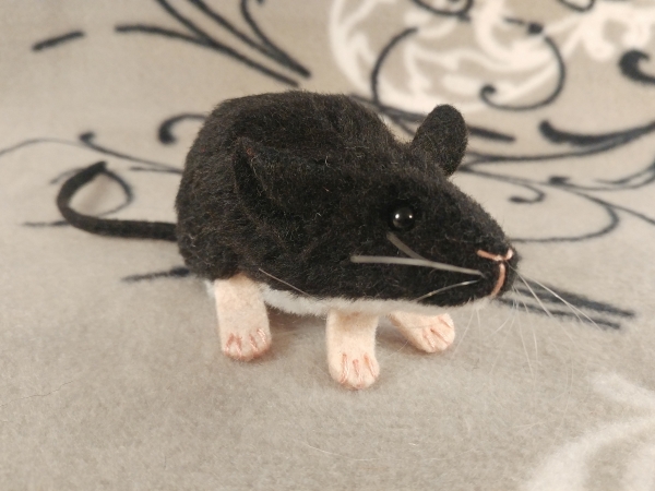 Black Mouse Plushie with White Belly