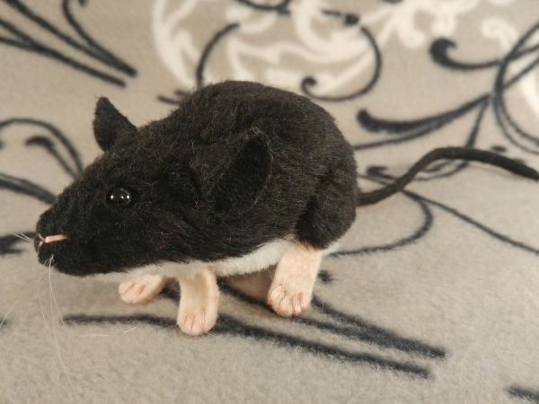 Black Mouse Plushie with White Belly