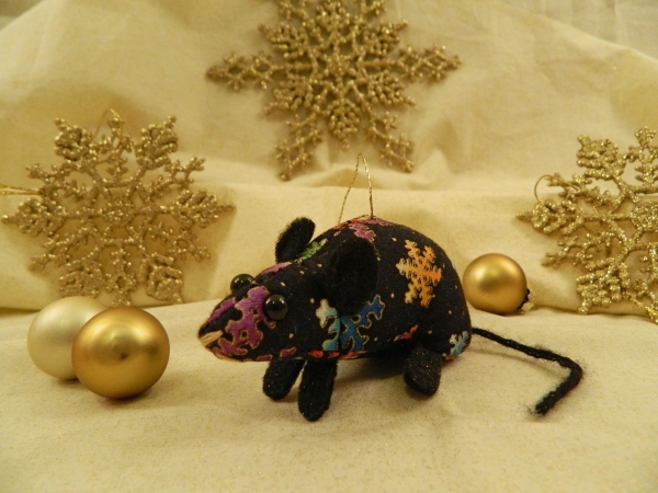 Black with Colorful Snowflakes Mouse/Rat Ornament