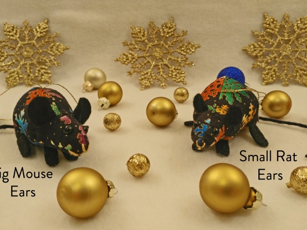 Black with Colorful Snowflakes Mouse/Rat Ornament