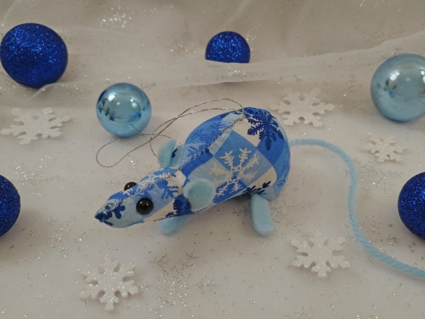 Blue Checkered Mouse/Rat Ornament