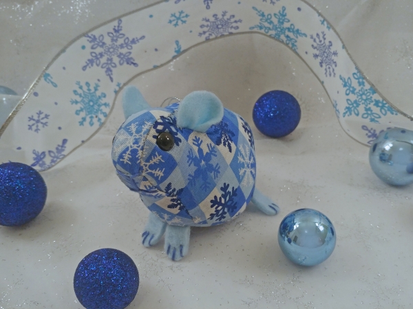 Blue Checkered Snowflakes Guinea Pig Ornament