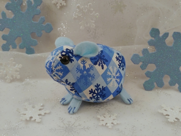 Blue Checkered Snowflakes Guinea Pig Ornament