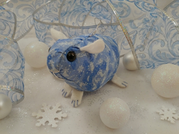 Blue Snow & Wind Guinea Pig Ornament