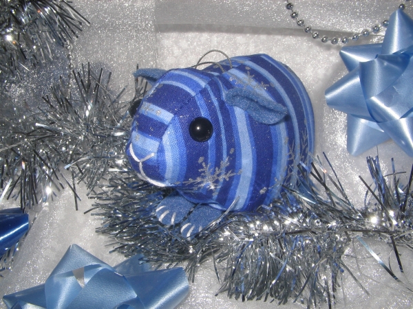 Blue Stripes Guinea Pig Ornament