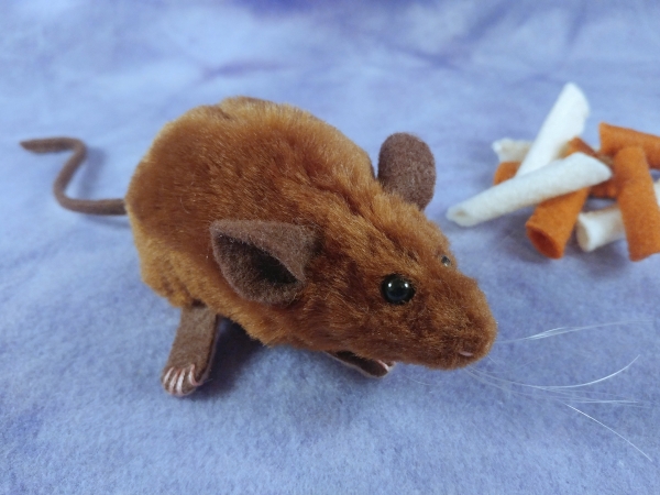 Black Mouse Plushie with Tan Belly