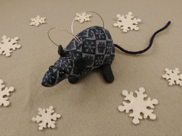 Dark Blue Checkered Mouse/Rat Ornament