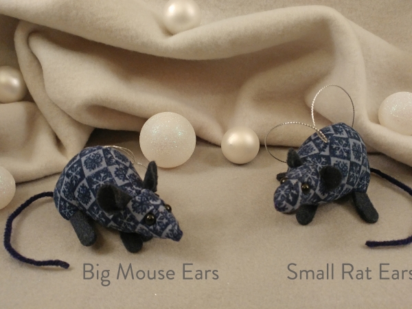 Dark Blue Checkered Mouse/Rat Ornament