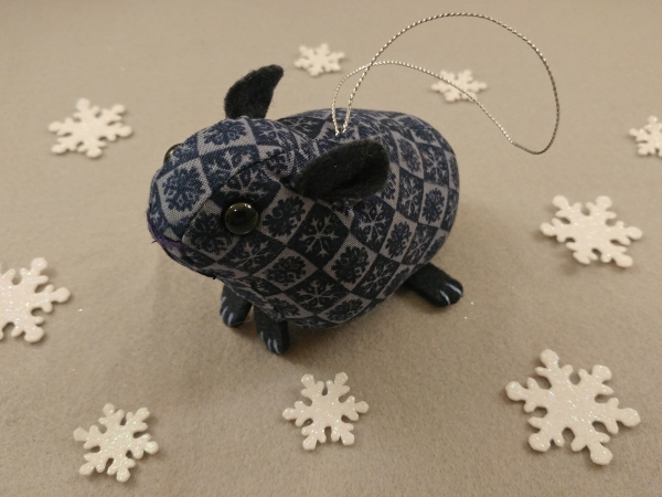 Dark Blue Checkered Guinea Pig Ornament