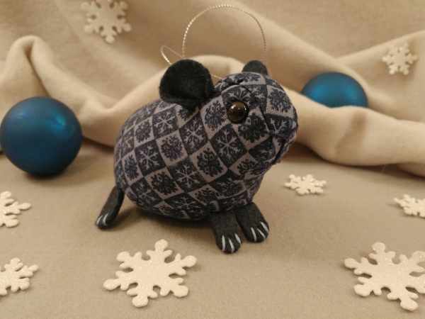 Dark Blue Checkered Guinea Pig Ornament