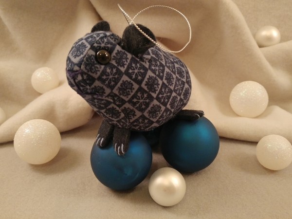 Dark Blue Checkered Guinea Pig Ornament