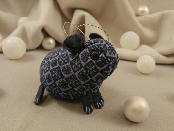 Dark Blue Checkered Guinea Pig Ornament