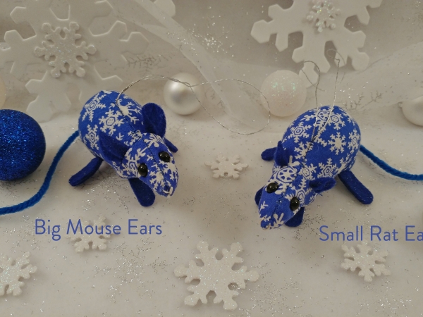 Dark Blue with White Snow Mouse/Rat Ornament