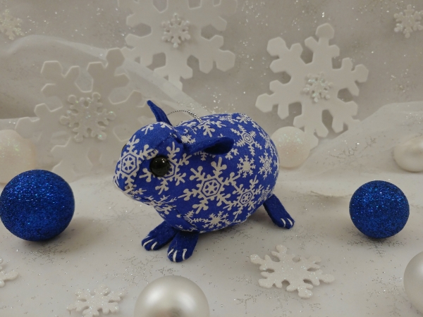 Dark Blue with White Snow Guinea Pig Ornament