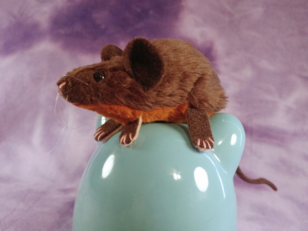 Dark Brown Mouse Plushie with Tan Belly