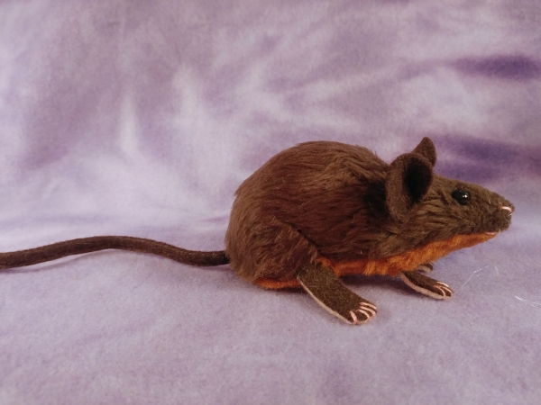 Dark Brown Mouse Plushie with Tan Belly