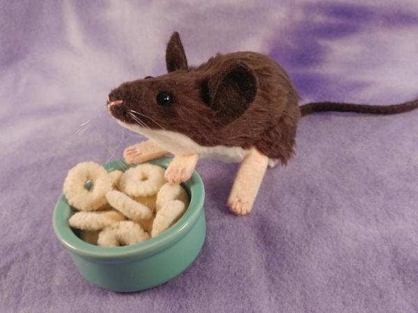 Dark Brown Mouse Plushie with White Belly