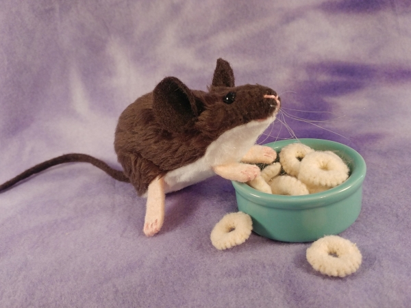 Dark Brown Mouse Plushie with White Belly