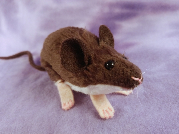 Dark Brown Mouse Plushie with White Belly