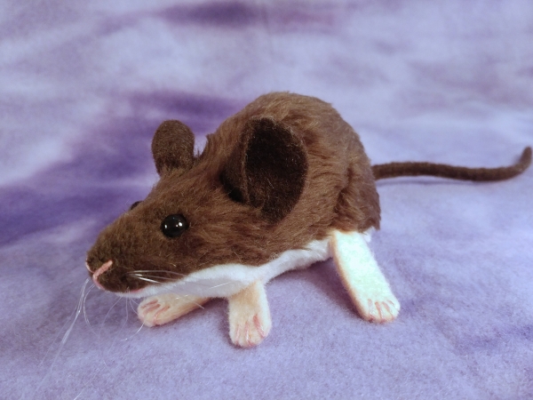 Dark Brown Mouse Plushie with White Belly