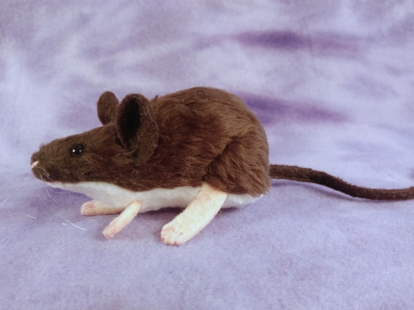 Dark Brown Mouse Plushie with White Belly