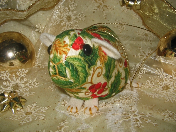 Gold Holly Guinea Pig Ornament