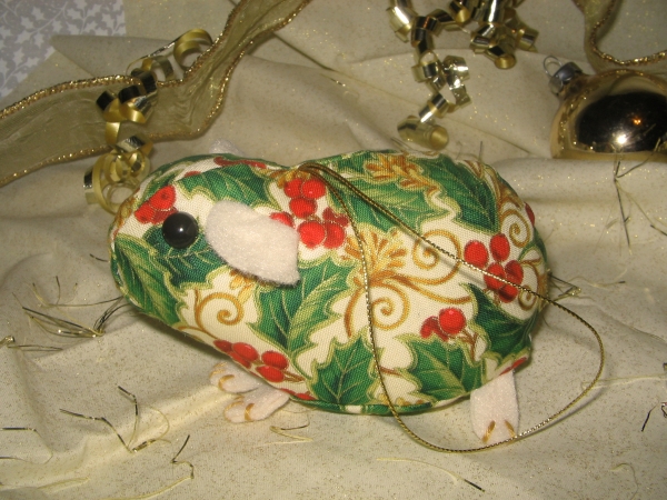 Gold Holly Guinea Pig Ornament