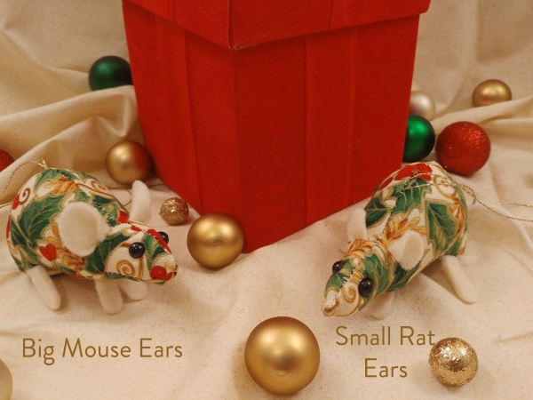 Gold Holly Mouse/Rat Ornament