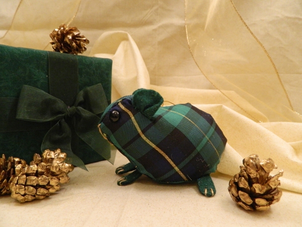 Green & Blue Plaid Guinea Pig Ornament