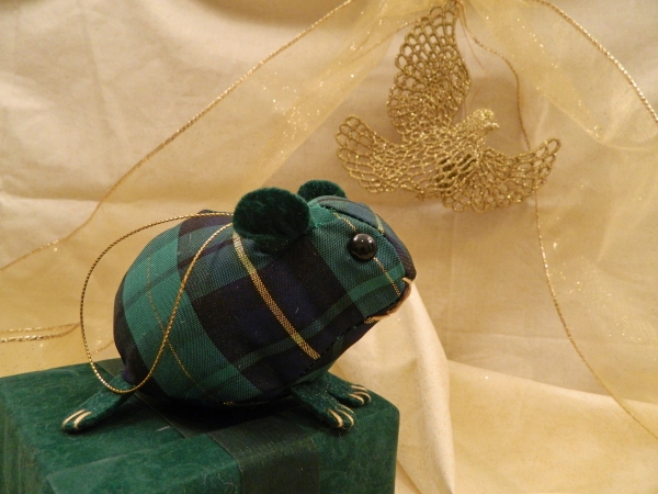 Green & Blue Plaid Guinea Pig Ornament