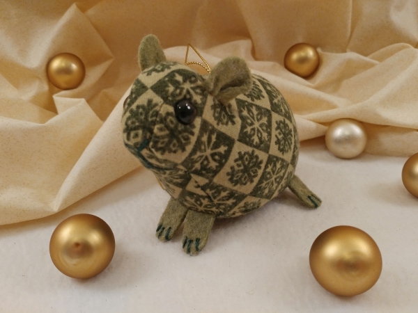 Green Checkered Guinea Pig Ornament