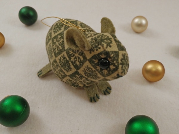 Green Checkered Guinea Pig Ornament