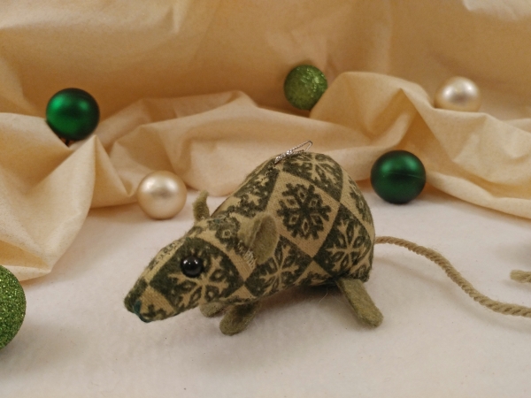 Green Checkered Mouse/Rat Ornament