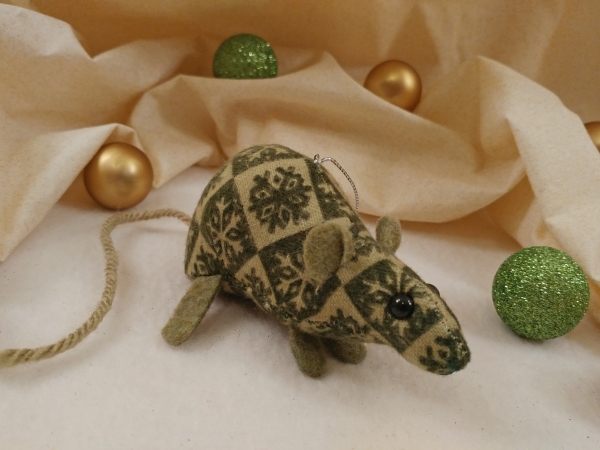 Green Checkered Mouse/Rat Ornament