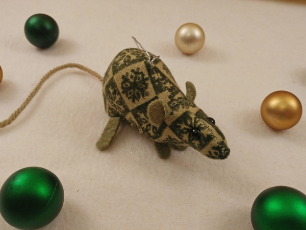 Green Checkered Mouse/Rat Ornament