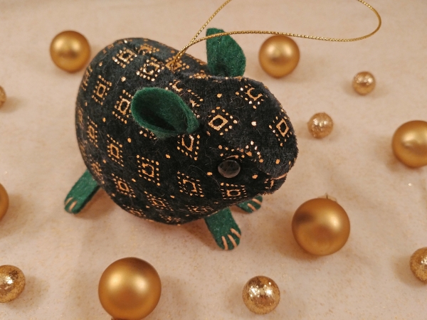 Green Velvet Guinea Pig Ornament