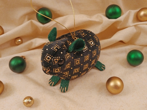 Green Velvet Guinea Pig Ornament