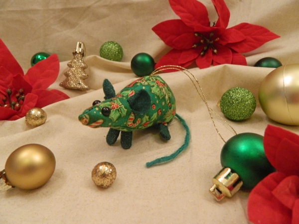 Candy & Holly Mouse/Rat Ornament