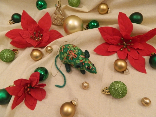 Candy & Holly Mouse/Rat Ornament