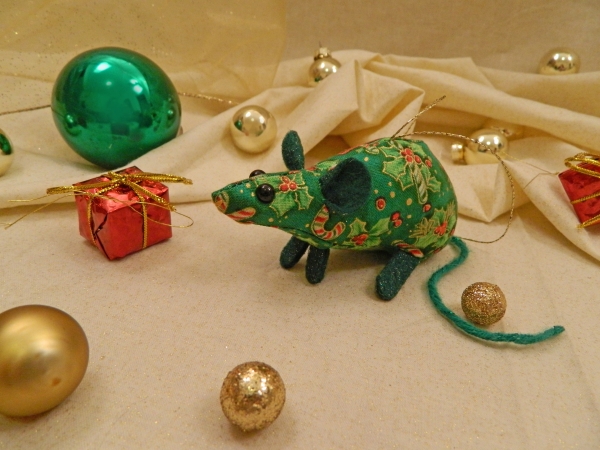 Candy & Holly Mouse/Rat Ornament