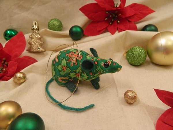 Candy & Holly Mouse/Rat Ornament
