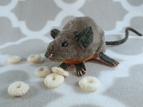 Grey Mouse Plushie with Tan Belly