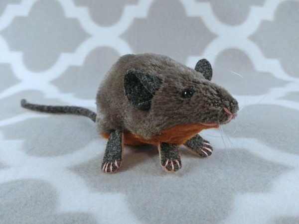 Grey Mouse Plushie with Tan Belly